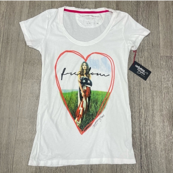 NWT Rockstars & Angel Freedom Tee Size Large White - Picture 2 of 7
